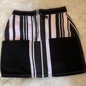 BDG Urban Outfitters Striped High-Waisted Mini Skirt W/Front Zipper & Pockets XS